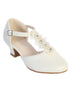 Tip Top Kids Girls Ivory Rhinestone Flower T Strap Dress Shoes 9 Toddler-5 Kids - SophiasStyle.com